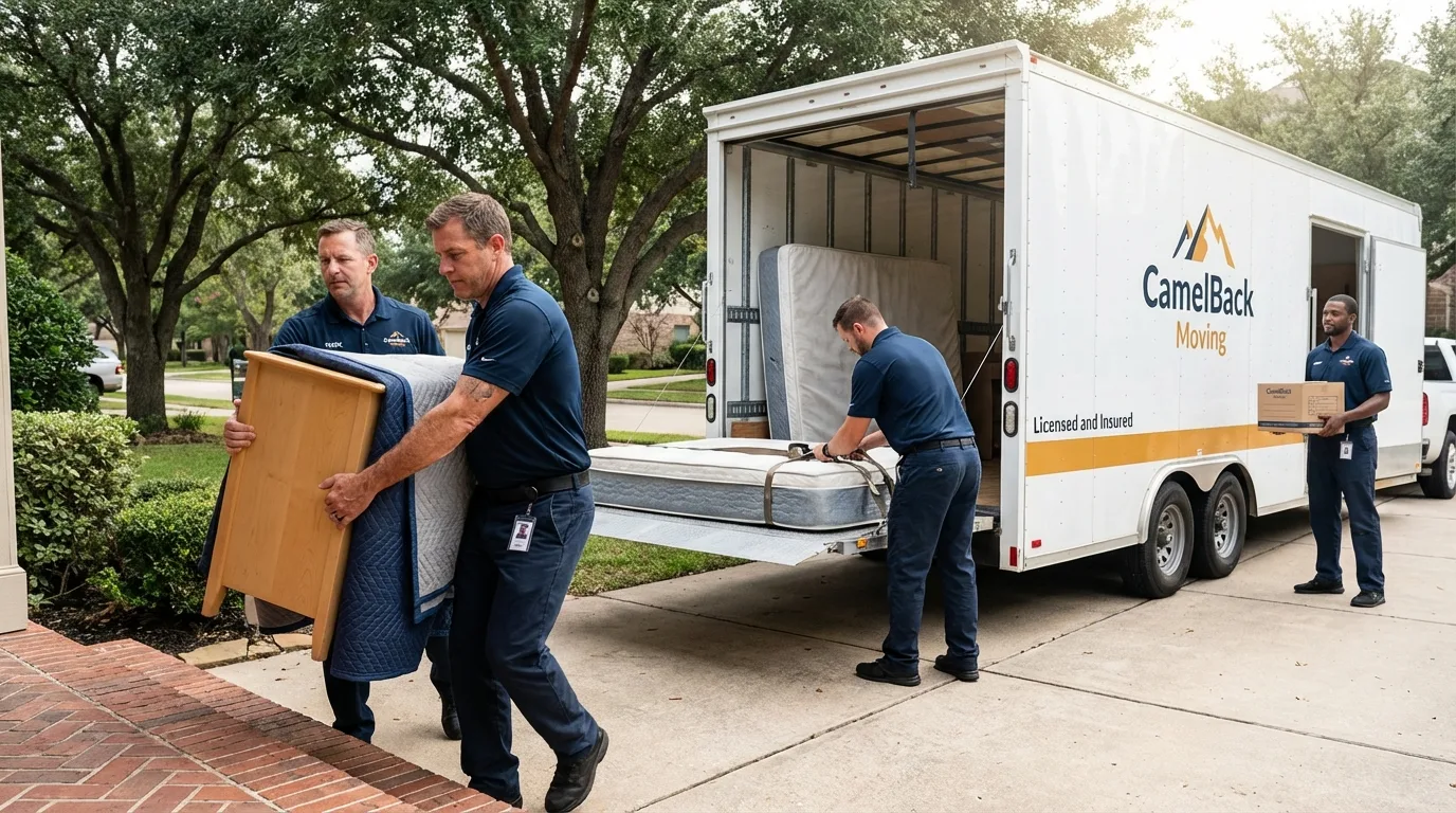 Crew loading residential truck for cross-state move from Romney, WV